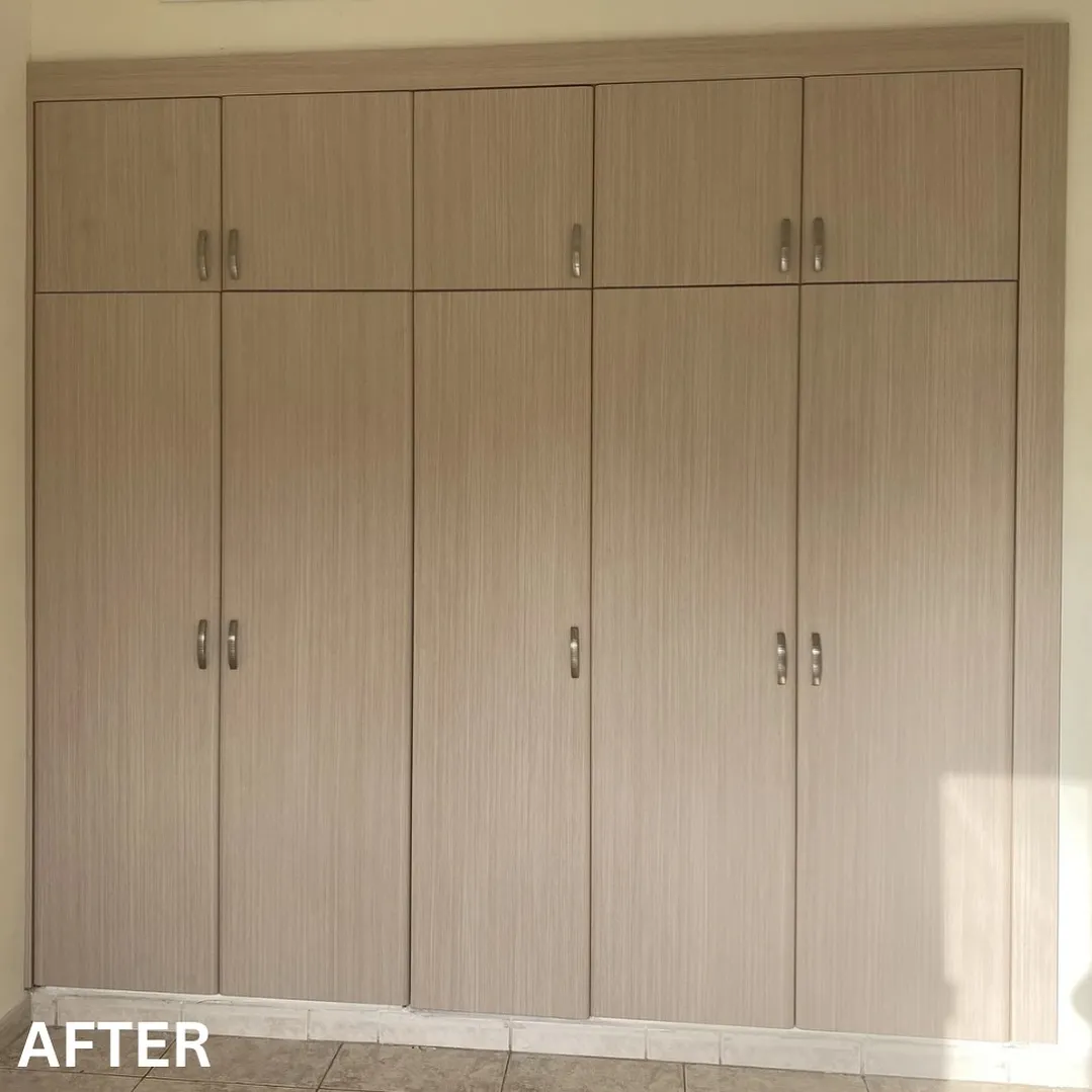 Matte black wardrobe wrap transformation in Dubai — after